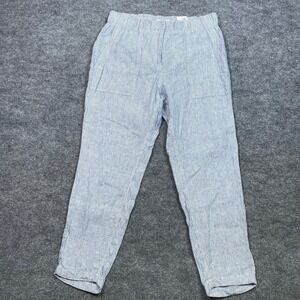 Cecil Chelsea Linen Pants Womens 32 Blue White Striped Tapered‎ Elastic Waist
